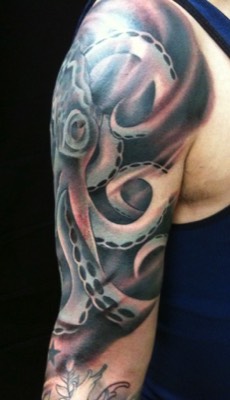 Freshly Tattooed Octipus Sleeve by Brandon Notch 