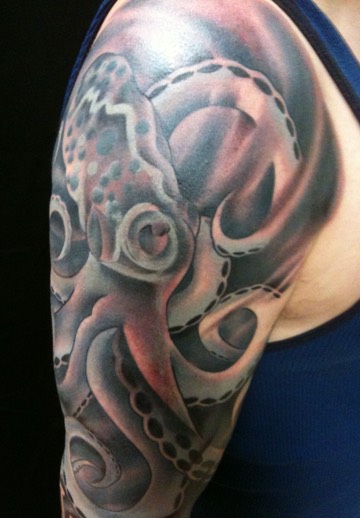  Freshly Tattooed Octipus Sleeve by Brandon Notch 