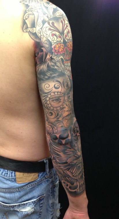  Dia De Los Muertos black & gray sleeve by Brandon Garic Notch 