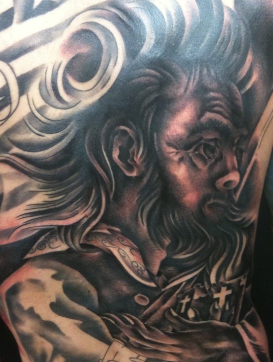  John Brown 1859 American history tattoo by Brandon Notch (In progress) 