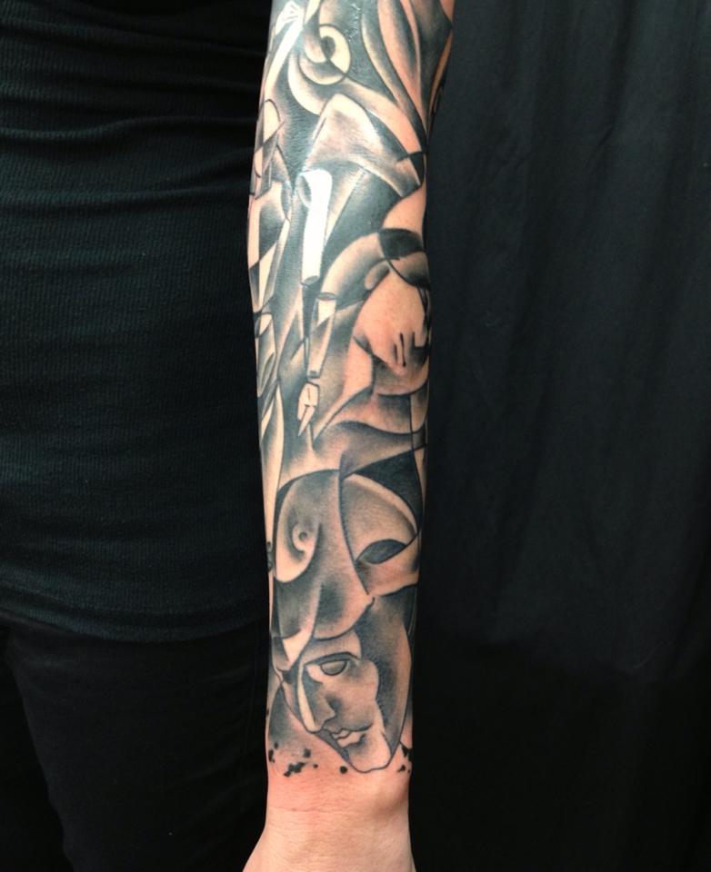  Trash Polka sleeve tattoo by Brandon Notch 