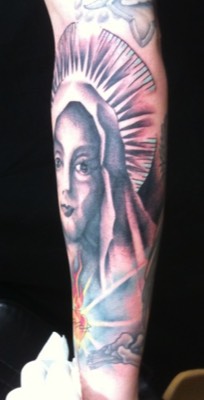  Freshly Tattooed virgin Mary tattoo by Brandon Notch 