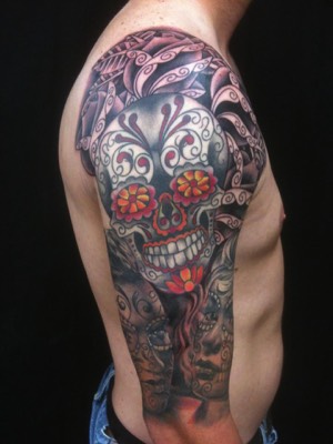  Day of the dead inspired tattoo by Brandon Notch 