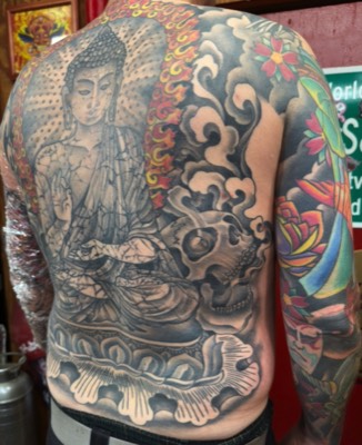  Buddha backpiece tattoo by Brandon Notch 