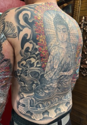  Buddha backpiece tattoo by Brandon Notch 