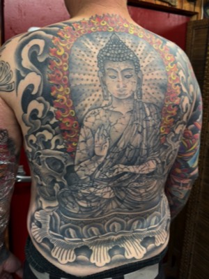  Buddha backpiece tattoo by Brandon Notch 