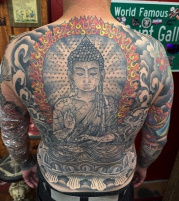  Buddha backpiece tattoo by Brandon Notch 