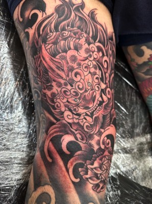  Japanese foo dog tattoo by Notch 