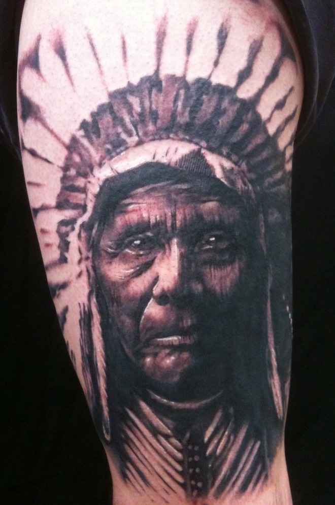  Native American Tattoo Portrait (Three Horses) by Brandon Notch 