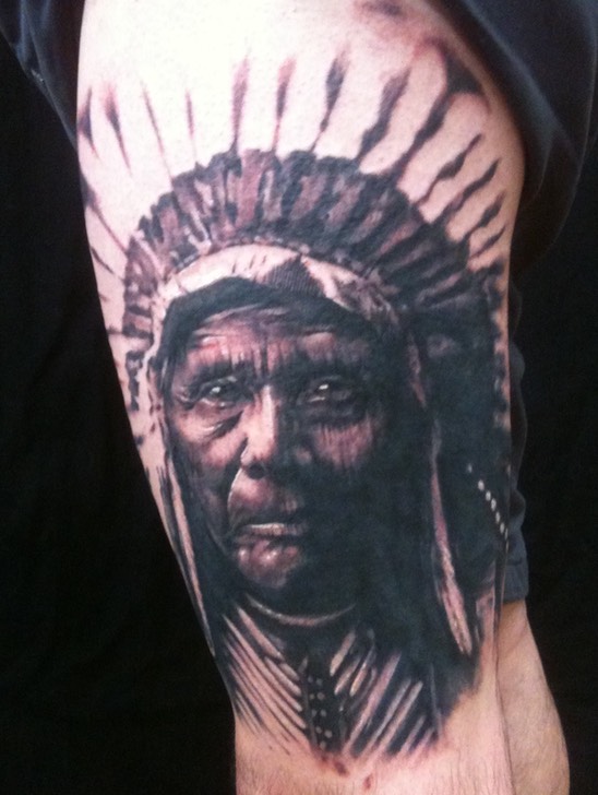  Native American Tattoo Portrait (Three Horses) by Brandon Notch 