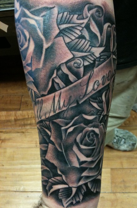  Black & gray roses by Brandon Notch 