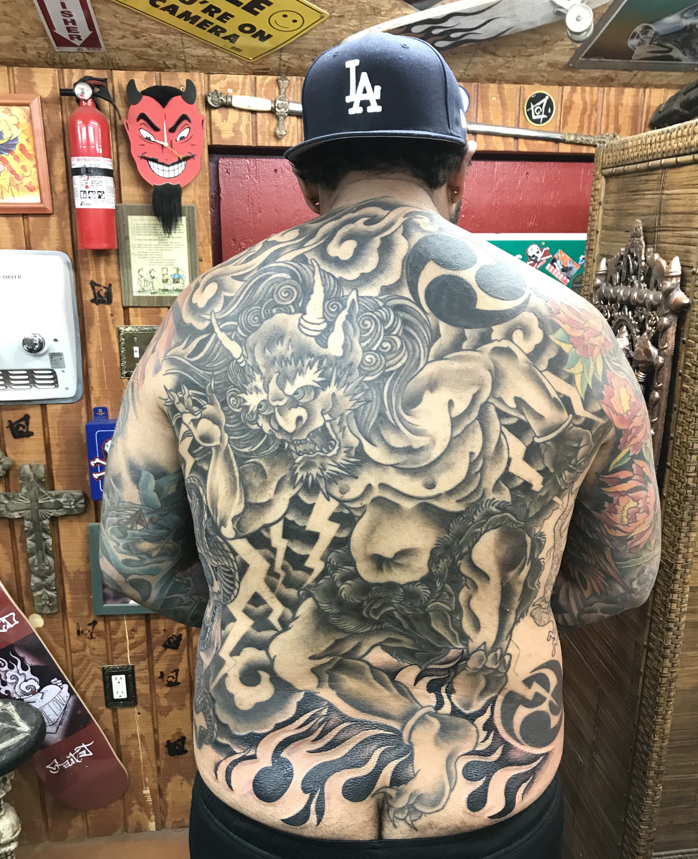  Japanese Raijin Oni Tattoo by Brandon G Notch. (In Progress) Raijin translates to “Thunder God” 