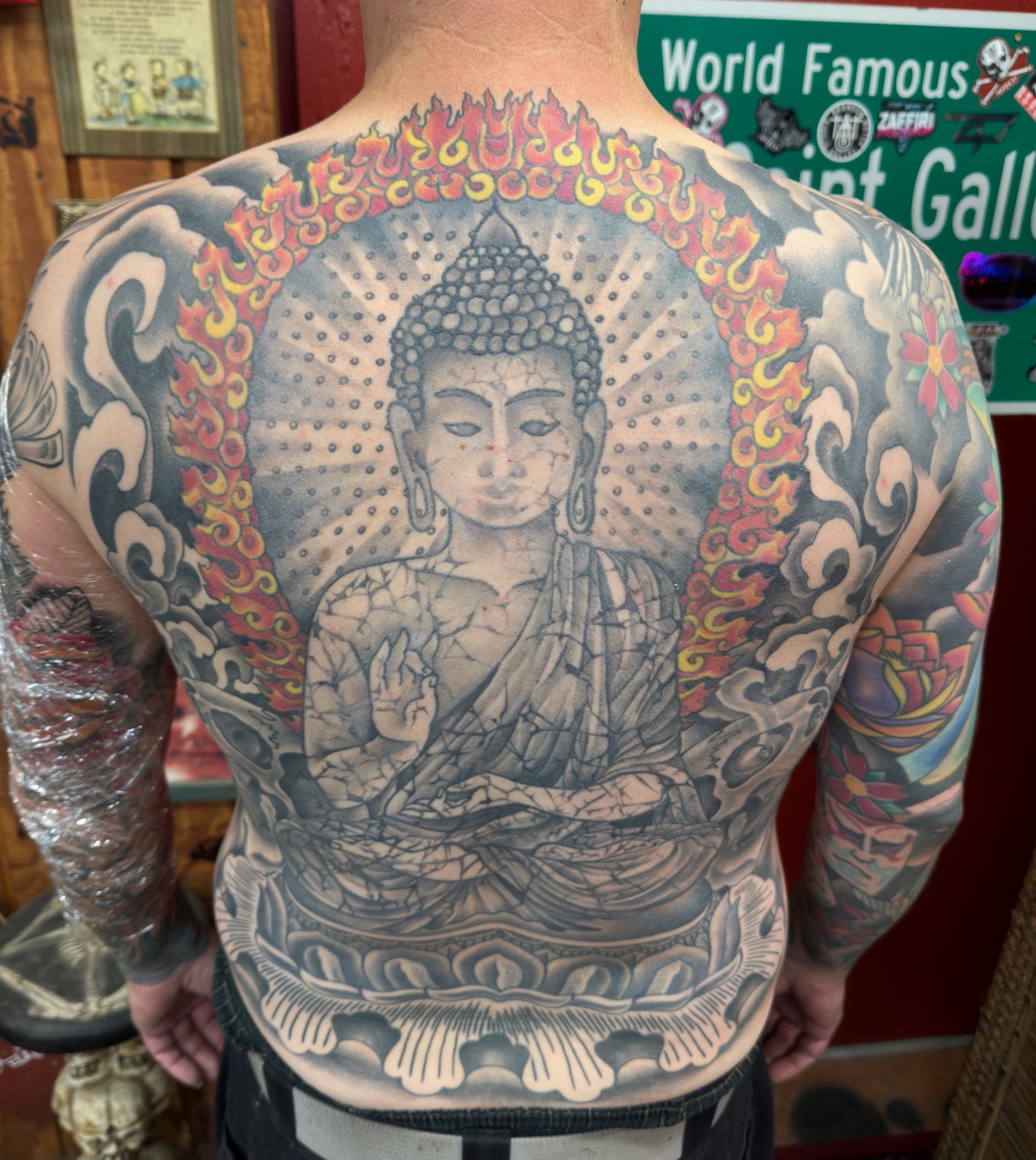  Buddha backpiece tattoo by Brandon Notch 