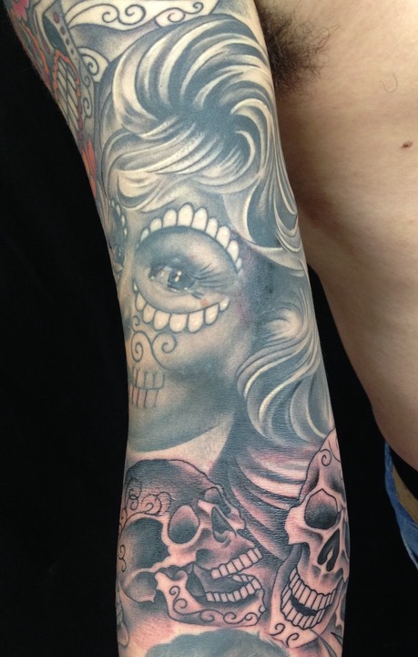  Day of the Dead black & gray by Brandon G Notch 