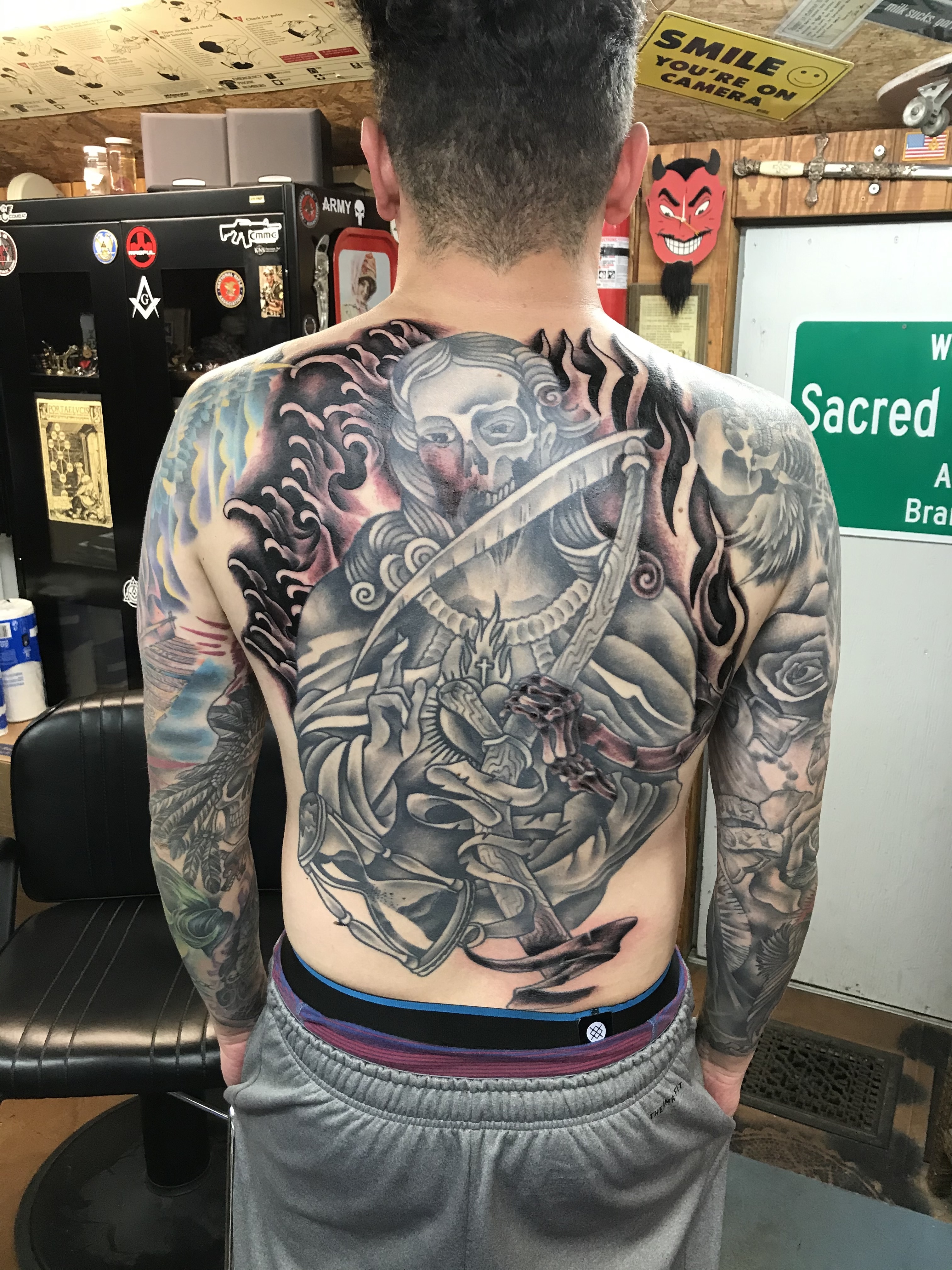  Jesus & grim reaper tattoo by Brandon Notch 