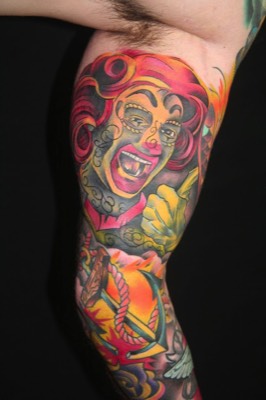  American traditional Ronald McDonald tattoo 