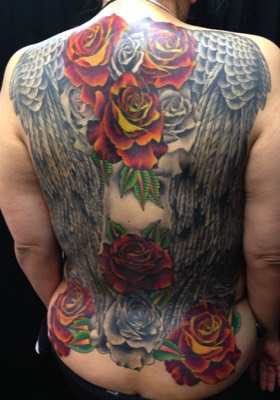  Roses & Angel Wings Tattoo 