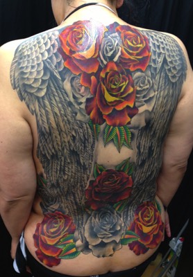  Angel Wings Full Back Piece Tattoo 
