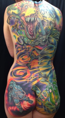  Spaceman full back tattoo 