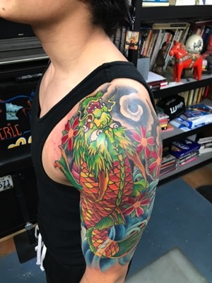  Koi transforms into dragon tattoo by Brandon Notch 