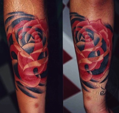  Water over a rose tattoo 