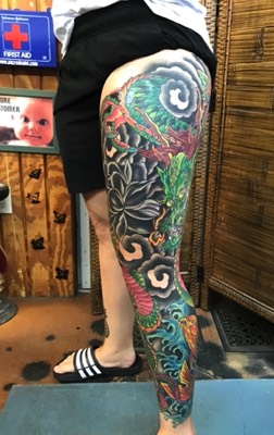  Japanese dragon leg tattoo 