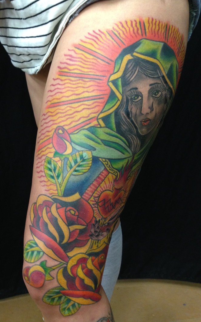  American traditional Virgin Mary tattoo 