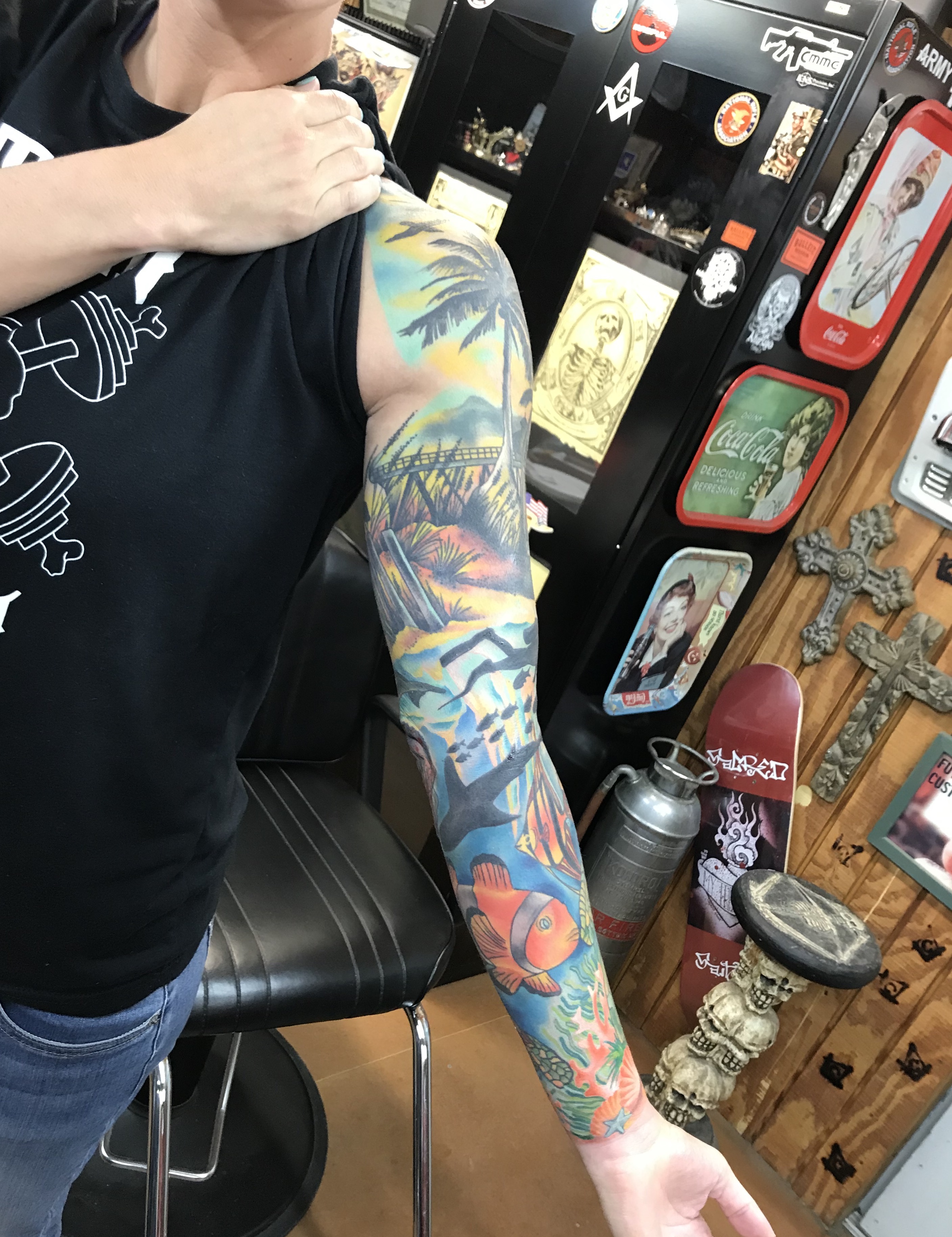  Ocean sleeve tattoo by Brandon Notch 