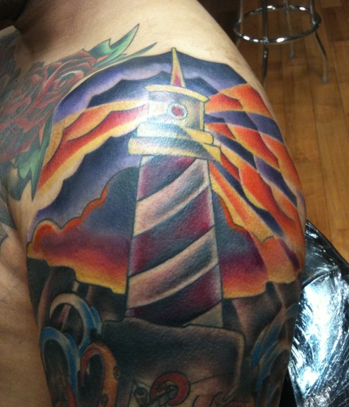  American traditional lighthouse tattoo 