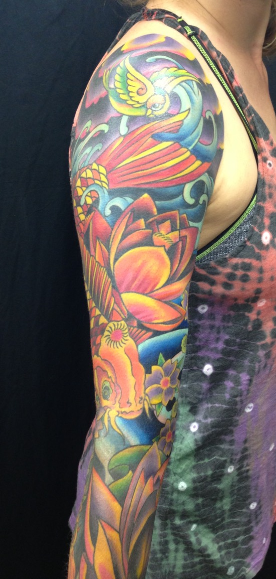  Lotus flower tattoo sleeve 