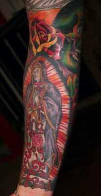  Traditional Virgin Mary & Jesus Tattoo by Brandon Notch 