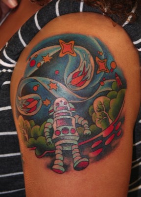  Space robot tattoo by Brandon Notch 