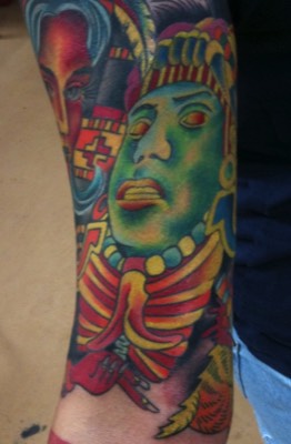  Aztec / Mayans inspired tattoo by Brandon Notch 