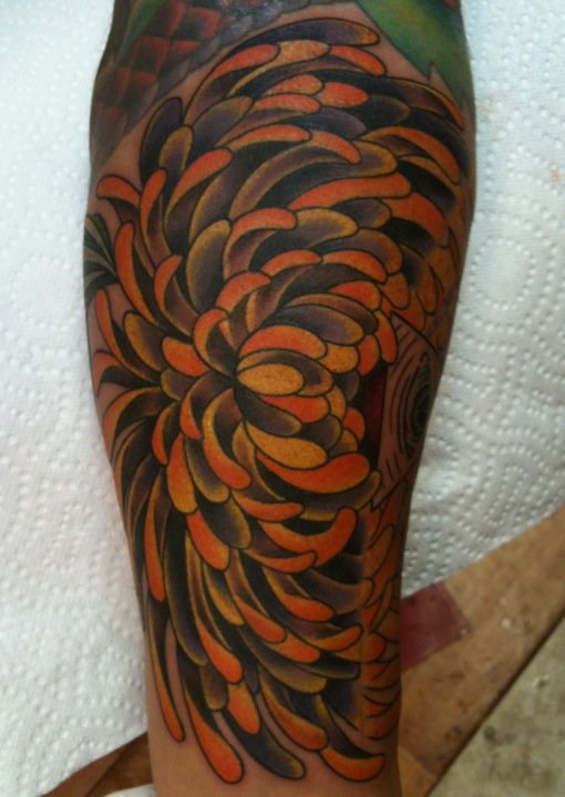  Chrysanthemum (Spider Mum) tattoo by Brandon Notch 