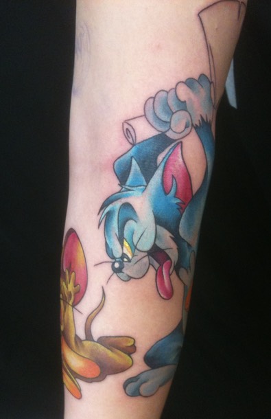  Tom & Jerry tattoo by Brandon G. Notch  (Cartoon Sleeve In Progress) 