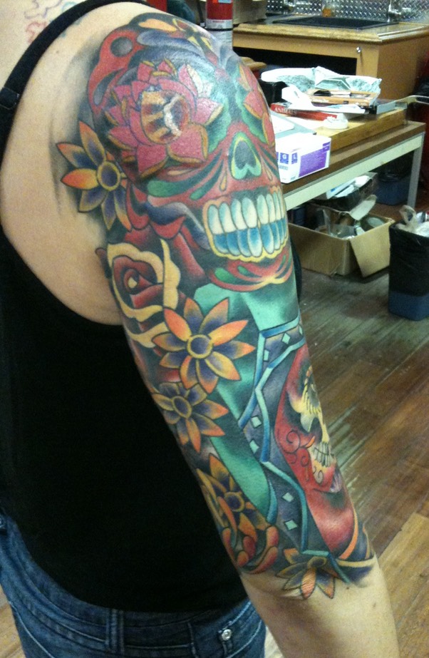  Traditional day of the dead tattoo 