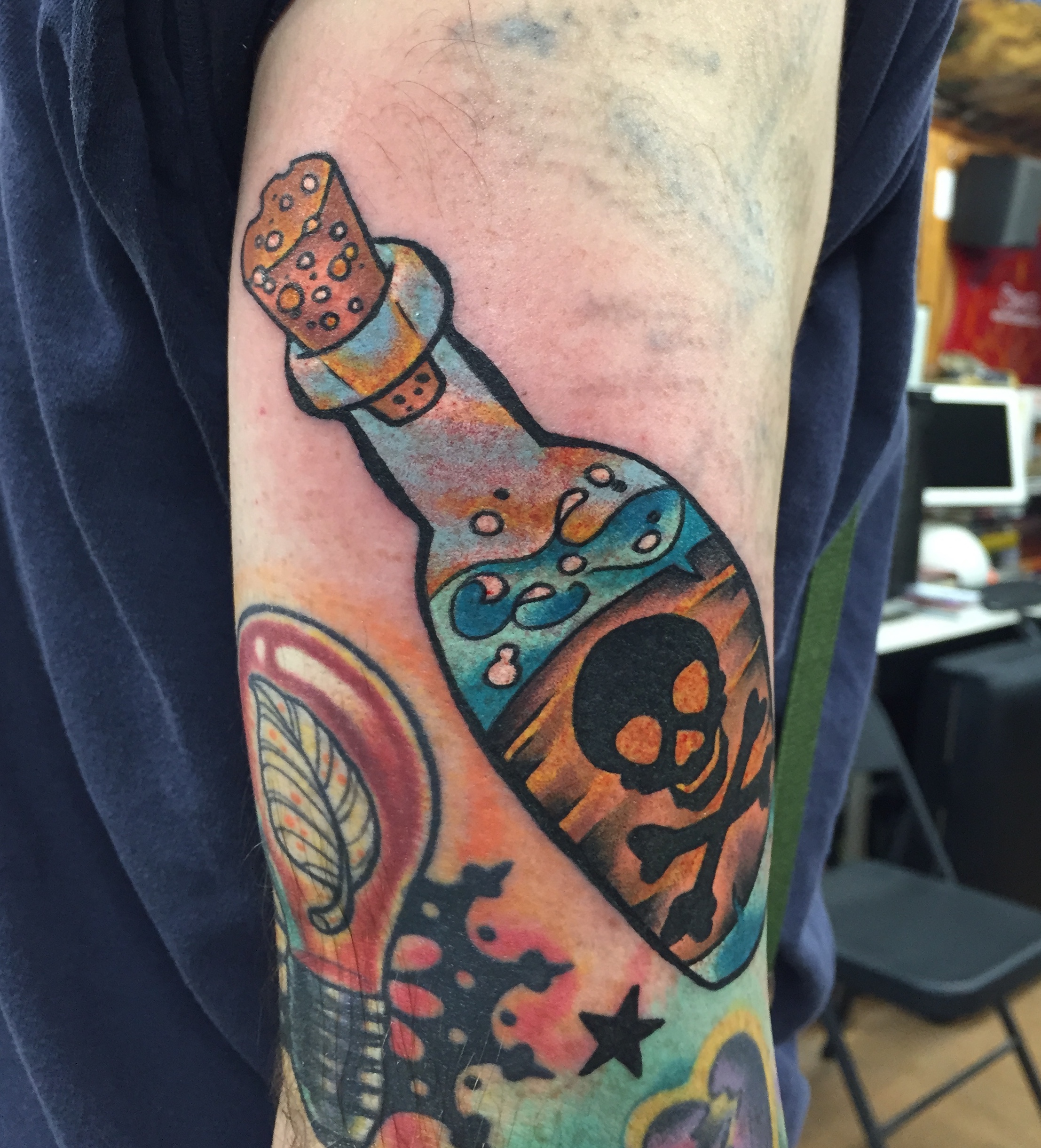  Poison bottle tattoo by Brandon Notch 