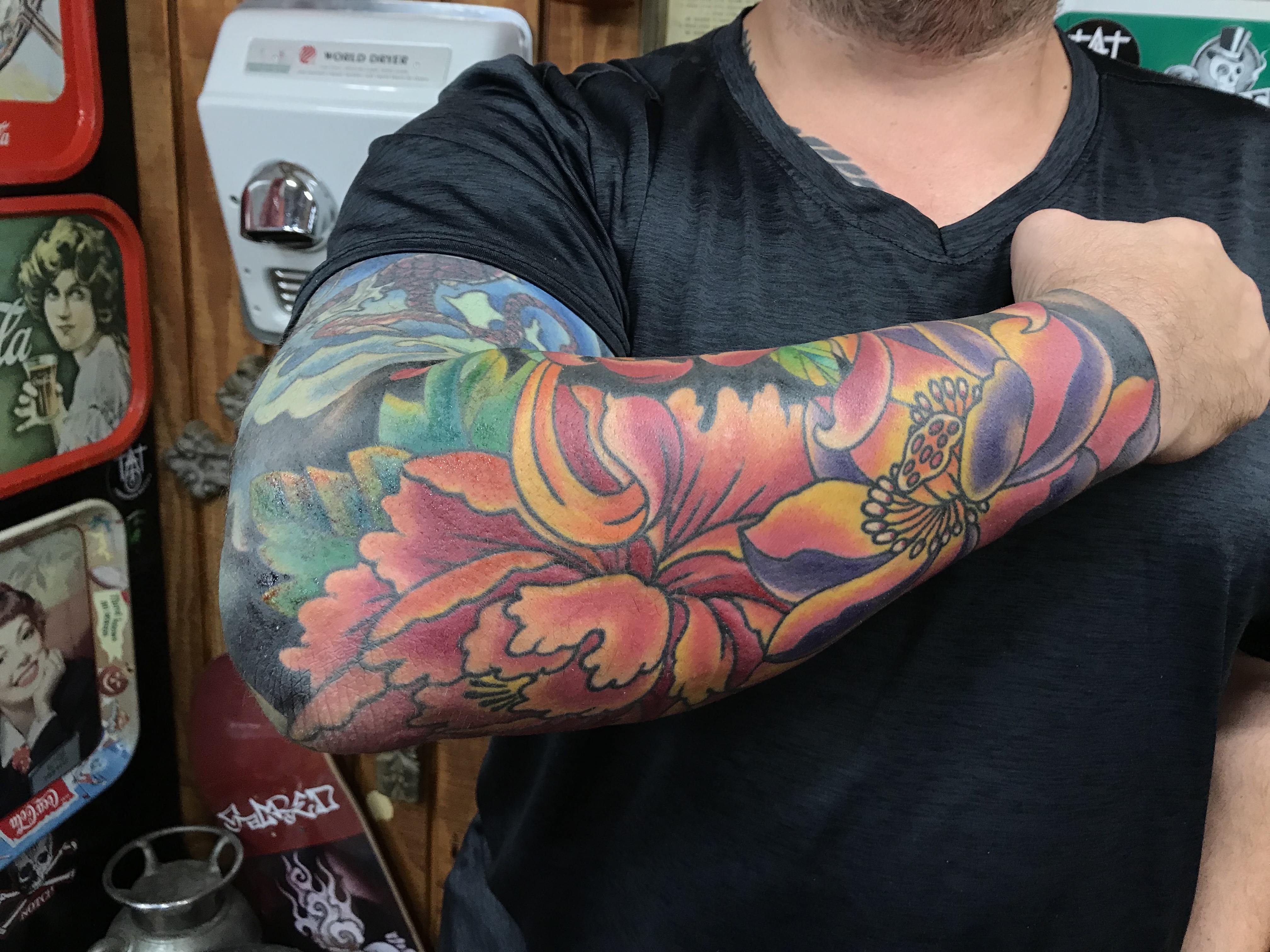  Japanese peony & lotus tattoo by Brandon Notch 