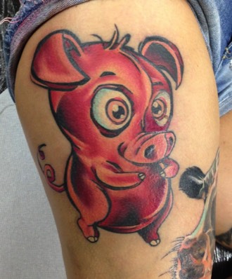  New school pig tattoo 