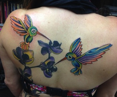  Traditional / New-School Hummingbirds and Flowers Tattooed by Brandon Notch 