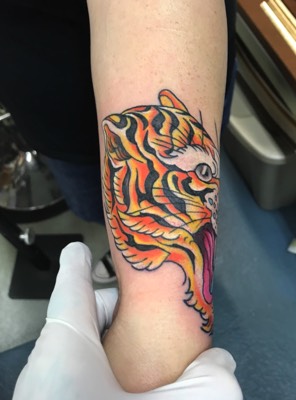  Traditional tiger tattoo by Brandon Notch 