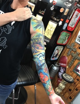  Ocean sleeve tattoo by Brandon Notch 