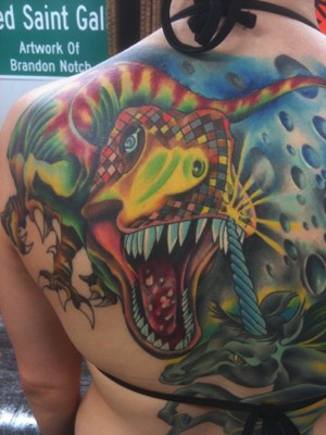  In progress dinosaur tattoo by Brandon Notch 