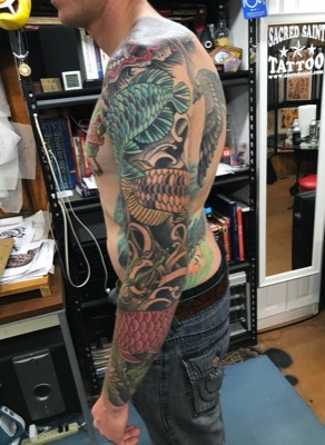  Japanese fish sleeve tattoo by Brandon Notch 
