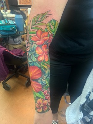  Flower sleeve tattoo by Brandon Notch 