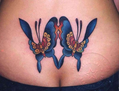  Traditional butterflies tattoo by Brandon Notch 