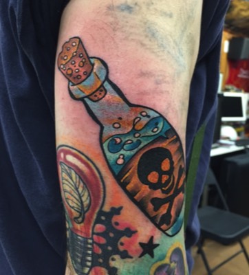  Poison bottle tattoo by Brandon Notch 
