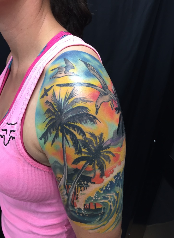  California Ocean Scene Tattoo by Brandon Notch 