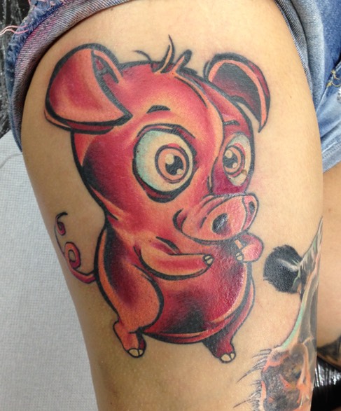  New school pig tattoo 