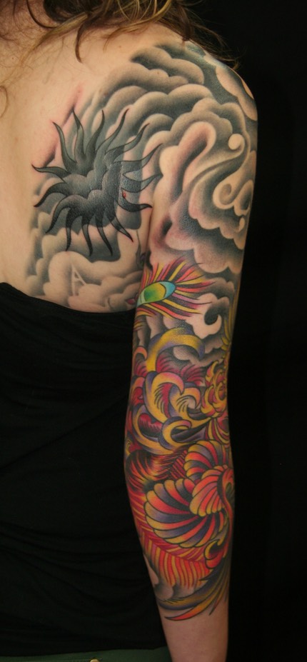  Japanese phoenix tattoo sleeve by Brandon Notch 